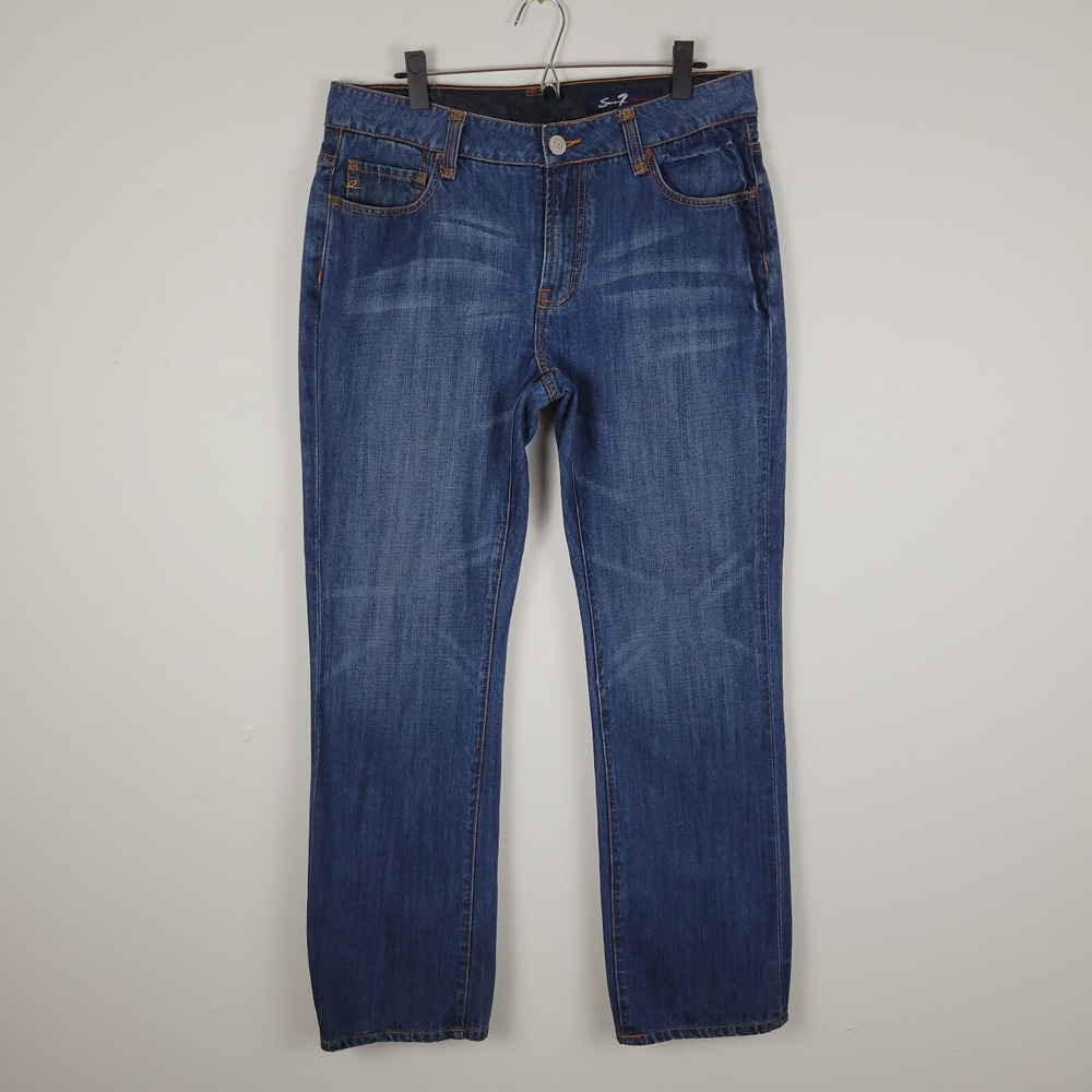 Seven7 Premium Jeans Womens Size 34 Measures 33 x 32‎ Straight Leg Cotton Blue